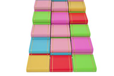 Renkli kitap merdiven, 3d çizim.