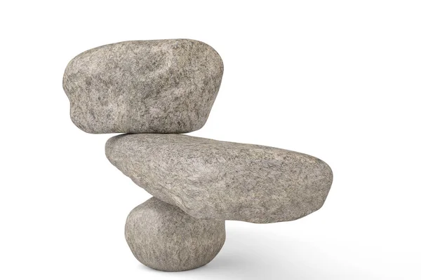 Большой камень стабильности балансировки камни на белом фоне. 3D illu — стоковое фото
