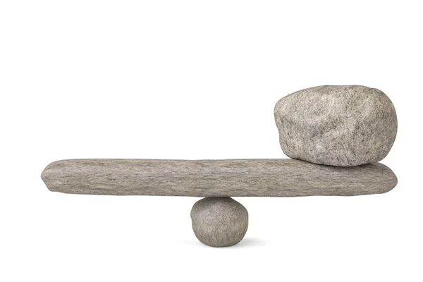 Pedra grande estabilidade balanceamento pedras no fundo branco.illu 3D — Fotografia de Stock