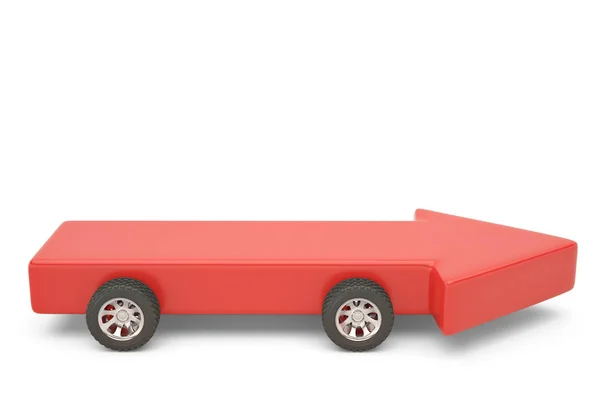 Wheel on arrow red arrow car.3D illustration. — Stock Photo, Image