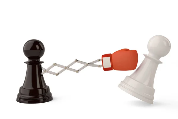 Hemliga vapen affärsidé med en schack bonde skämt boxning glo — Stockfoto