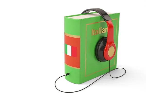 Aprendendo línguas audiolivros online livros conceituais e fone de ouvido — Fotografia de Stock