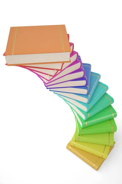 Empilement de livres colorés sur fond blanc Illustration 3D — Photo