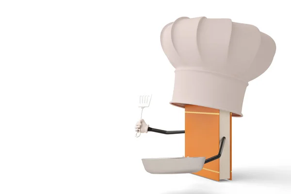 Cartoon znaków chef książki na background.3d biały ilustracja — Zdjęcie stockowe