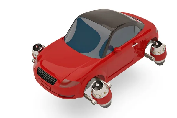 Red car with jet engine on white background.3D illustration. — Stock Photo, Image