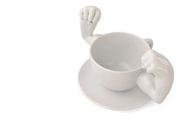 Yaratıcı kavramı kas kahve fincanı 3d çizim — Stok fotoğraf