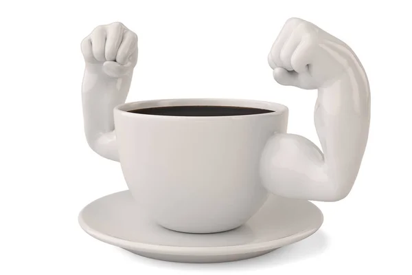 Concepto creativo taza de café muscular 3D ilustración — Foto de Stock