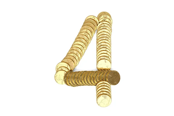 Clipp를 포함 하는 흰색 절연 황금 동전에서 숫자 — 스톡 사진