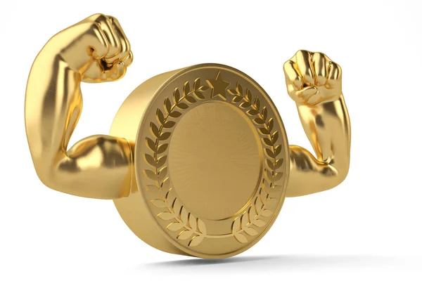 Креативна концепція м'язи золота монета 3D ілюстрація — стокове фото