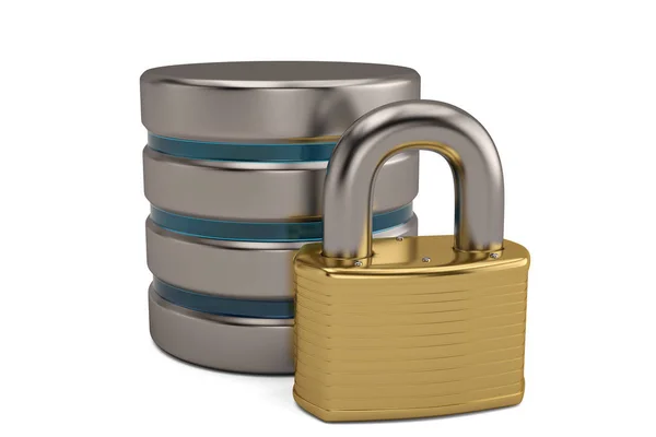 データベース セキュリティの概念と白い背景のロック. — ストック写真