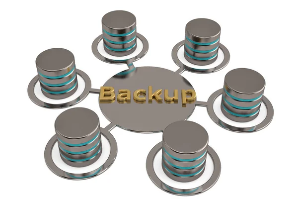 Concetto di backup del database di rete Illustrazione 3D . — Foto Stock