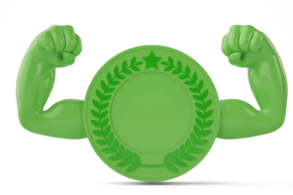 Kreativní koncept svalů zelené mince 3d ilustrace — Stock fotografie