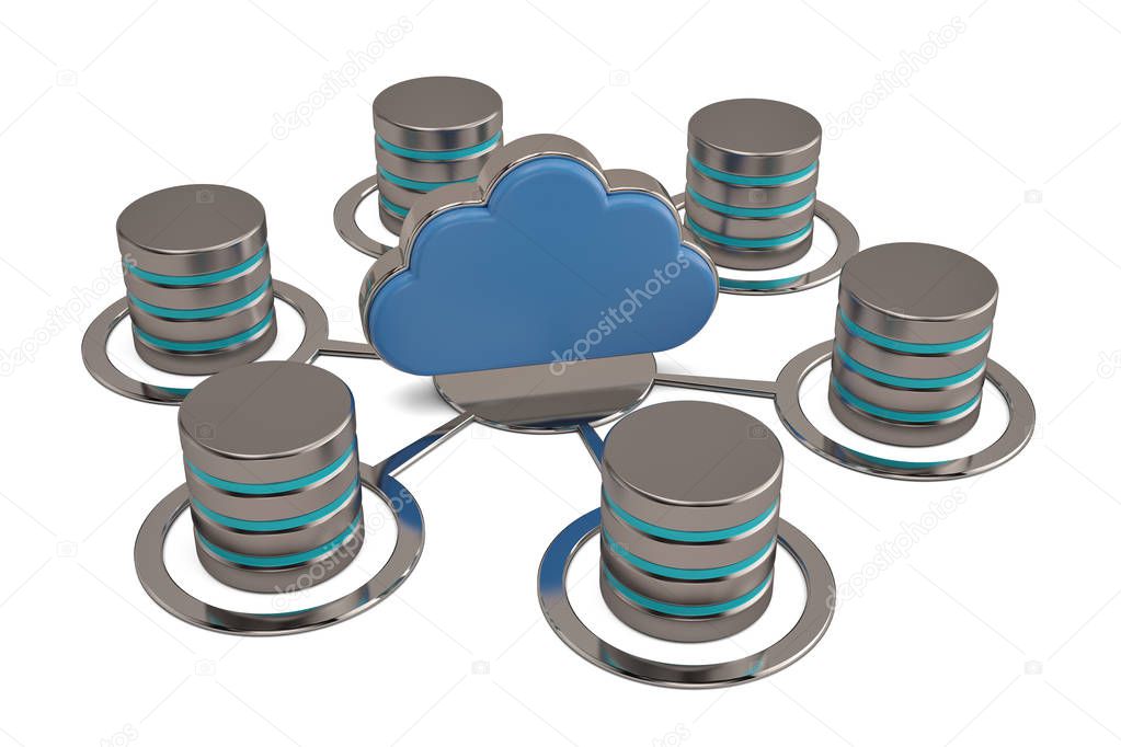 Cloud computing and remote data storage concept blue glossy clou