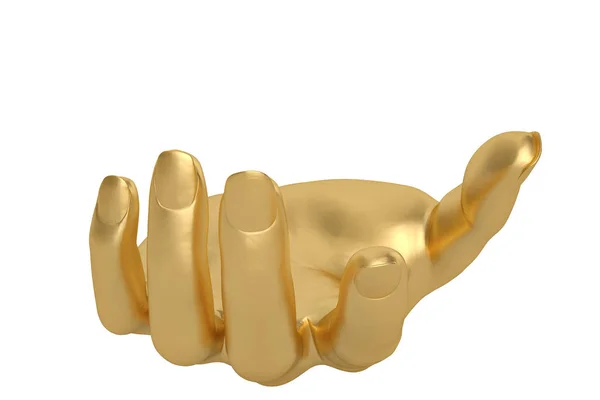 Gyllene händer på en vit bakgrund, 3D illustration. — Stockfoto