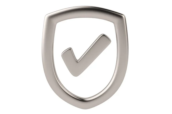 Shield with check mark icon,3D illustration. — Stock Photo, Image