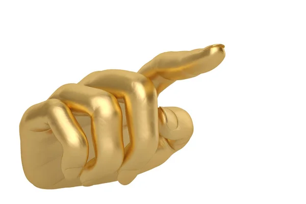 Gold-Hand-Geste auf weißem Hintergrund, 3D-Illustration. — Stockfoto