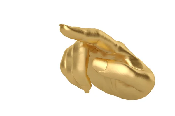 Guld hand gest på vit bakgrund, 3d illustration. — Stockfoto