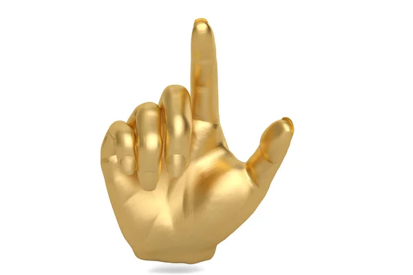 Золотий жест рук на білому тлі, 3D ілюстрація . — стокове фото