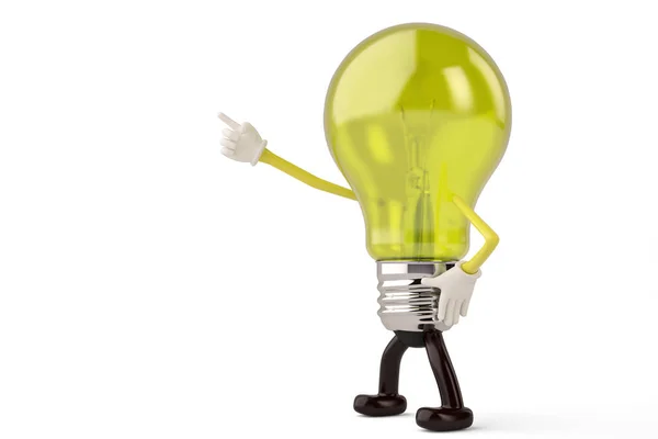 Light bulb character on white background 3D illustration — Stock Photo, Image