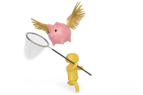 Znak łowienie latających piggy z ilustracji net.3d. — Zdjęcie stockowe