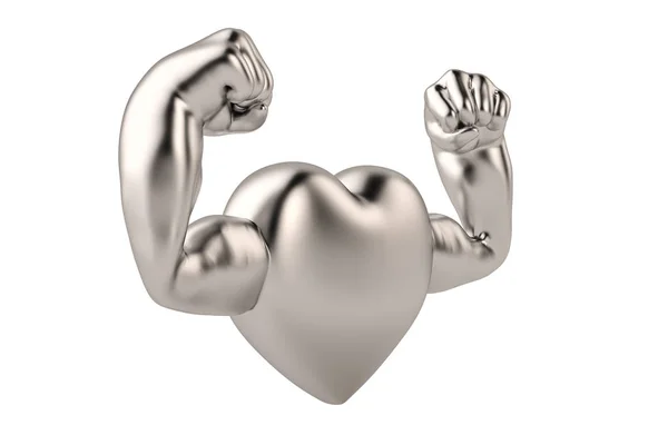 Spier handen op stalen hart 3d illustratie — Stockfoto