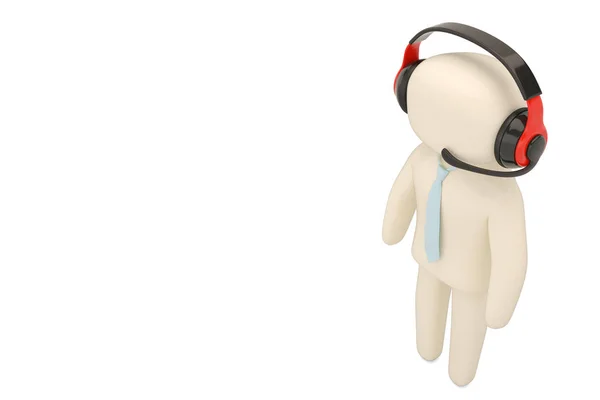Customer service character with headset isolated on white.3D ill — Stock Photo, Image