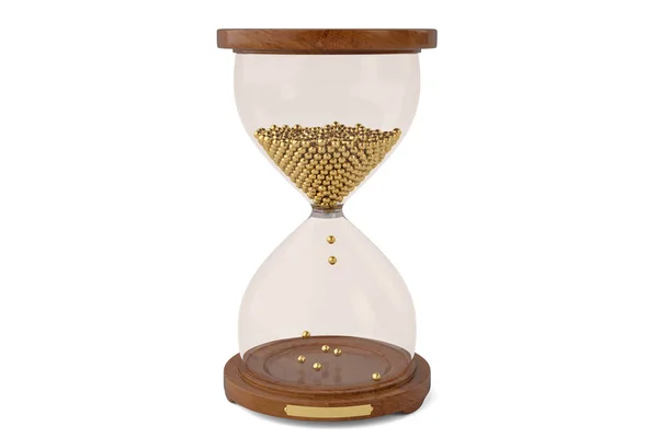 Hourglass and gold on white background,3D illustration. — Stock Photo, Image