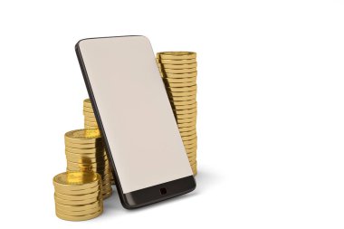 Altın stack.3d çizim ile Smartphone.