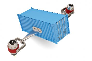 Jet motoruyla nakliye konteyner üzerinde beyaz background.3d Hüseyin