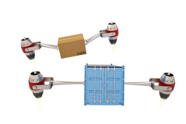 Jet motoru karton ve kapsayıcılarında bir beyaz background.3d