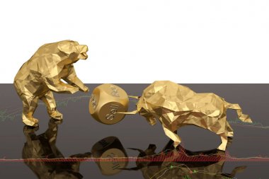 Stok kavramı altın ayı ve boğa dices üzerinde hisse senedi chart.3d ile il