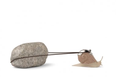 Yaratıcı salyangoz Stone.3D illüstrasyon çekmek.