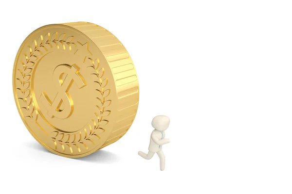 Um personagem oficial e grande moeda de ouro ilustração 3d . — Fotografia de Stock