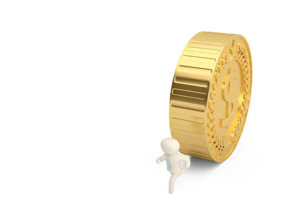 Charakter officeman i duża moneta złota 3d ilustracja. — Zdjęcie stockowe