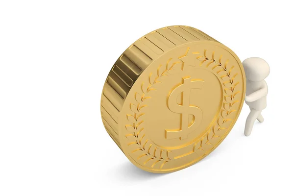 Een officeman karakter en de grote gouden munten 3d illustratie. — Stockfoto
