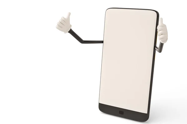 Cartoon character of smartphone.3D illustration. — Stock Photo, Image