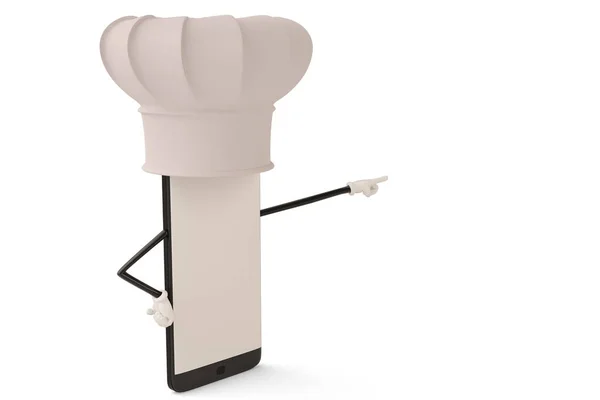 Cartoon character of smartphone cook.3D illustration. — Stock Photo, Image