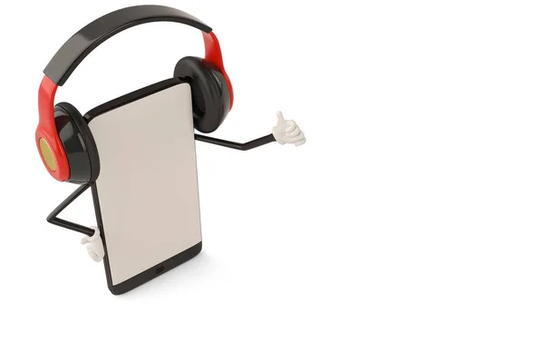 Мультфильм характер смартфона и headphone.3D иллюстрации . — стоковое фото