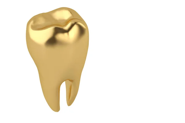 Gouden tand op witte achtergrond 3D illustratie. — Stockfoto