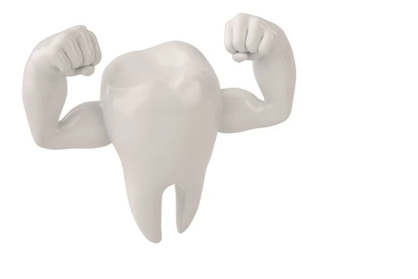 Muscle hands on  tooth strong healthy tooth 3D illustration — Stock Photo, Image