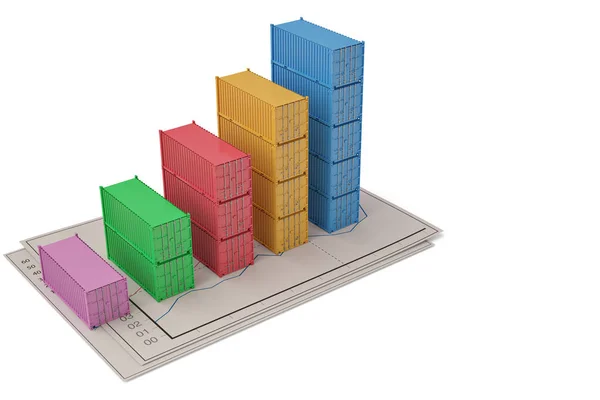 Comercio de negocios concepto creativo crecimiento contenedores bar chart.3 —  Fotos de Stock