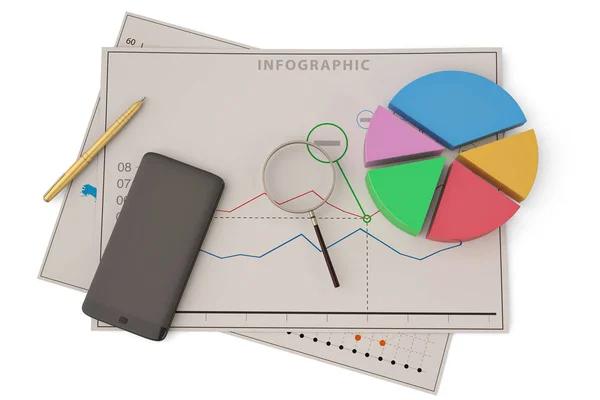 İş finansal analytics kavramı iş grafik pasta grafiğe — Stok fotoğraf