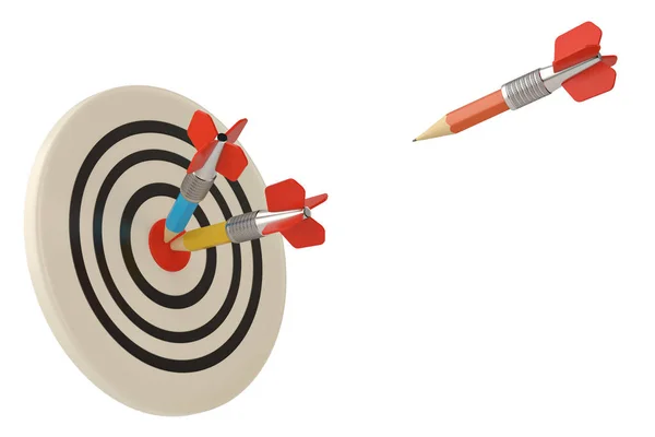 Creative target and business marketing goals with pencil darts n — Stock Photo, Image