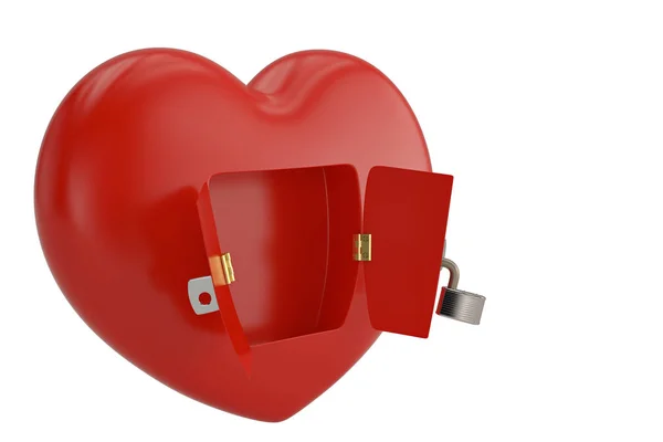 Kreative Konzeptkette mit offenem roten Herz auf weißem Hintergrund. 3 — Stockfoto