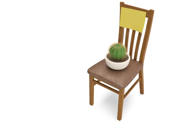 Cactus plant on chiar.3D illustration. — Stock Photo, Image