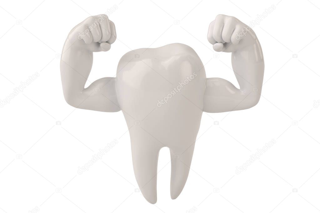 Muscle hands on  tooth strong healthy tooth 3D illustration