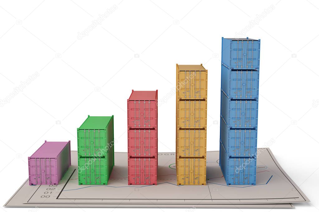 Business trading creative concept growing containers bar chart.3