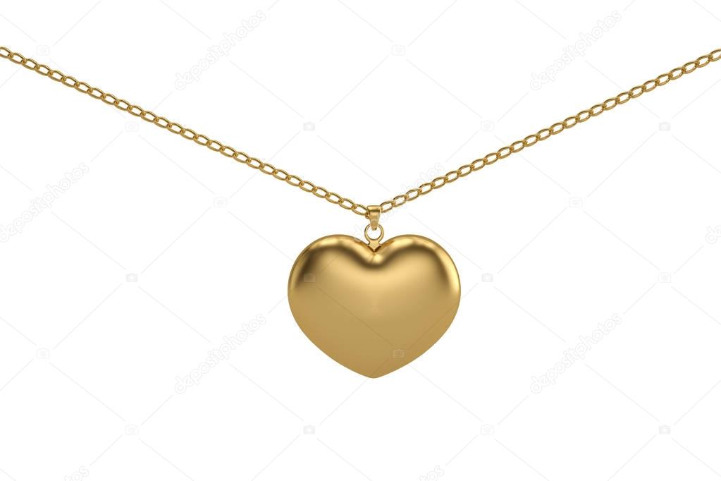 Gold ornament in the form of heart objects on white background.3