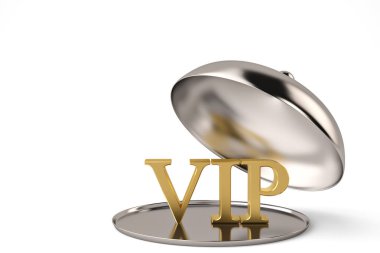 Metal cloche altın VIP sembolü yüksek çözünürlükte 3d Hüseyin ile açıldı