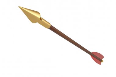 The bow arrow on white background. 3D illustration. clipart